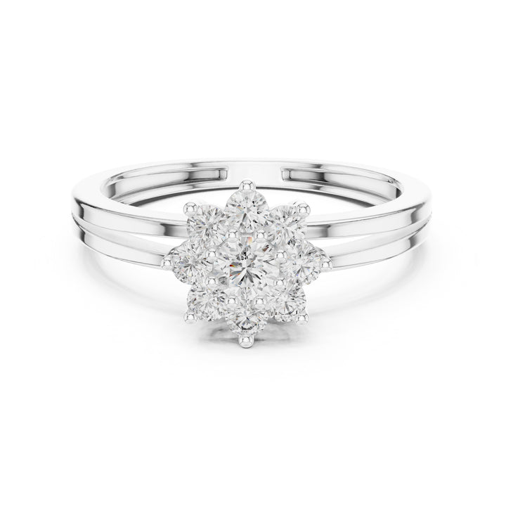 Deux Lignes pour une Fleur — inel de logodnă cu diamante lab-grown, metal alb, vedere 4