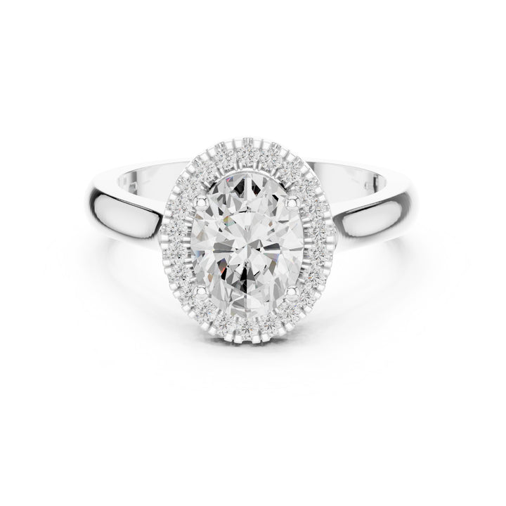 L’Ovale Entouré d’Amour — inel de logodnă cu diamante lab-grown, metal alb, vedere 4